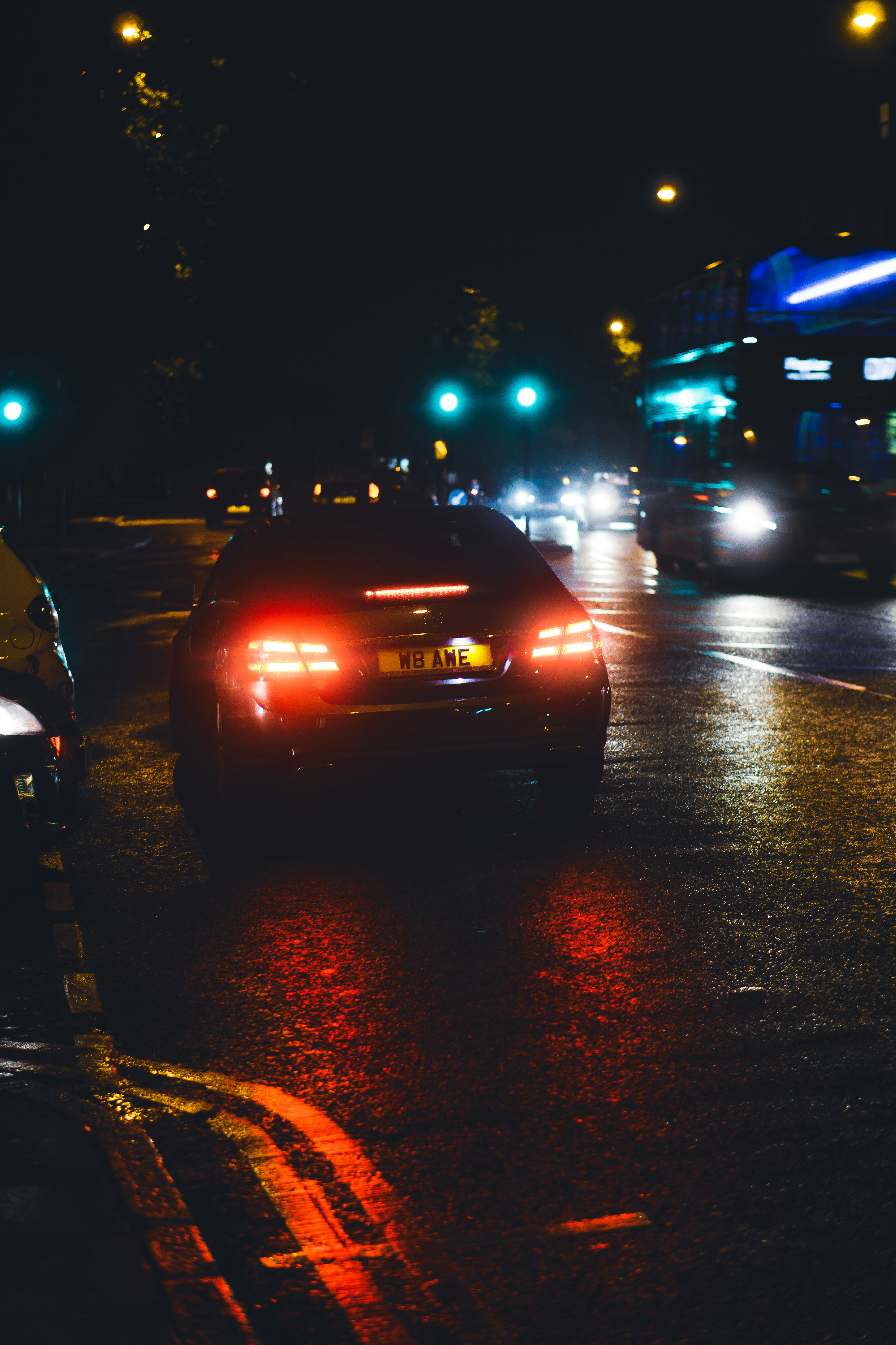 Vehicle travelling at night